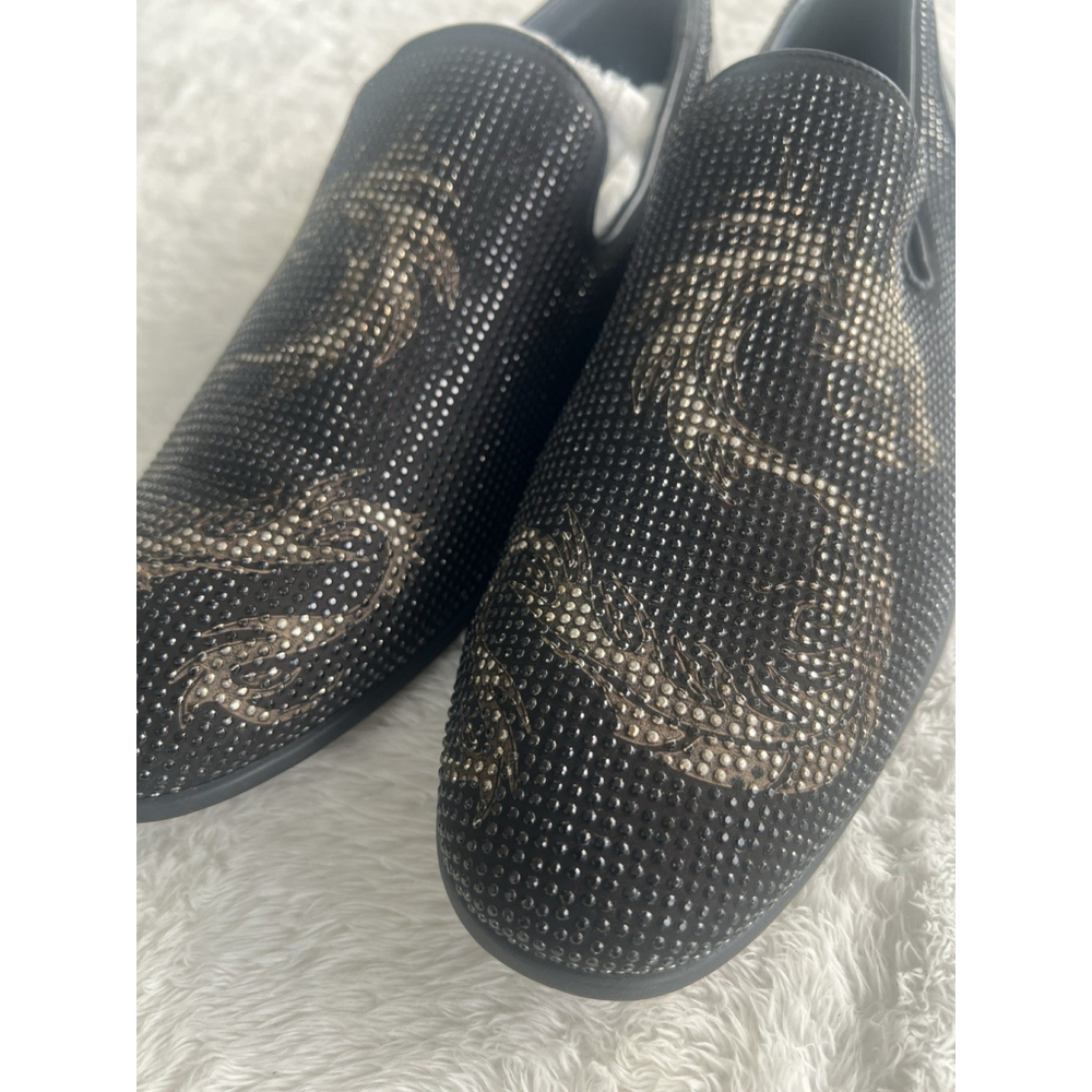 NWT Section X Men’s 9.5 Black Rhinestone Studded Flame Loafers Slip-On Loafers